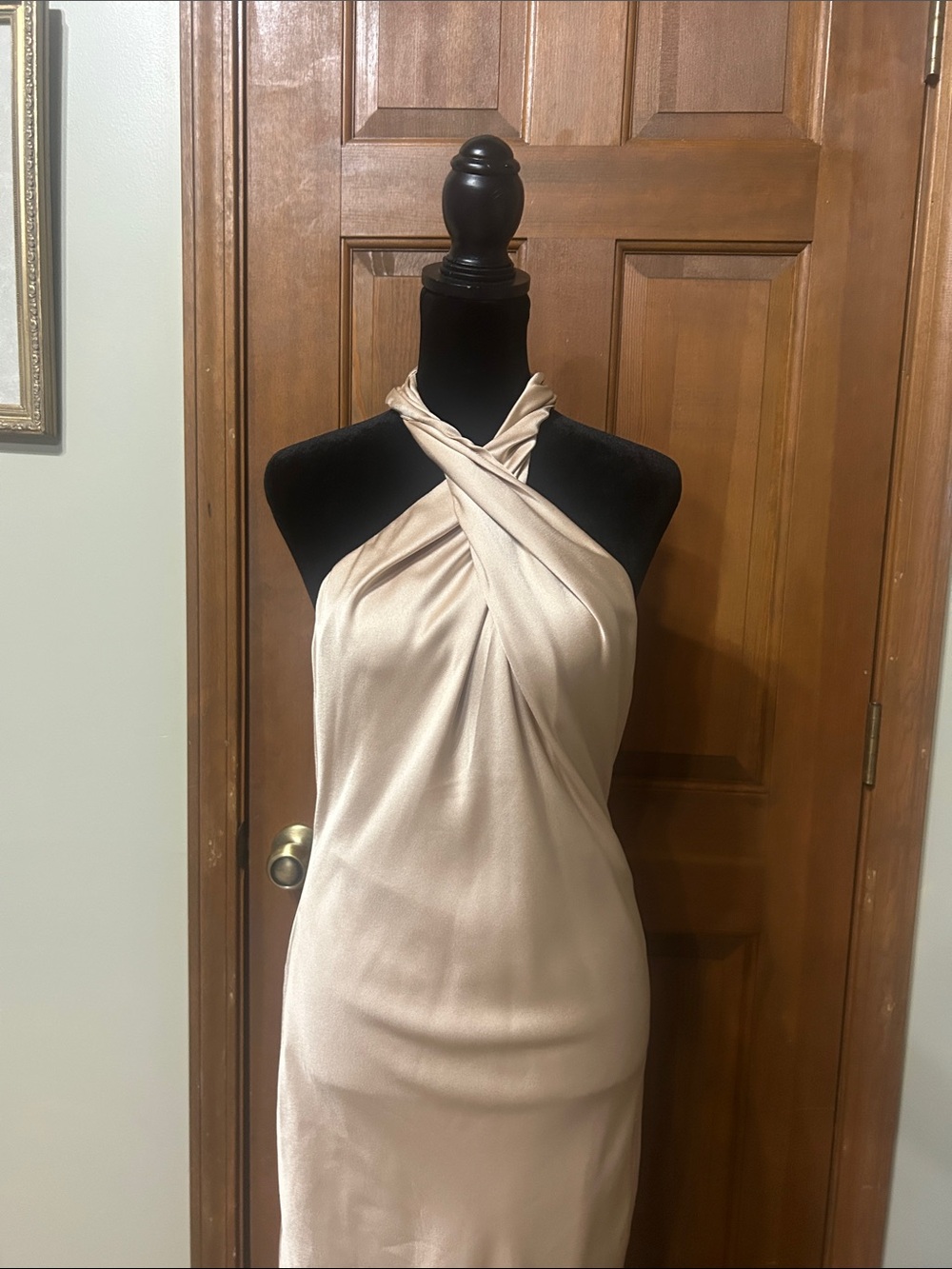 Show Me Your Mumu Jasmine Halter Maxi Dress in Champagne satin - Picture 5 of 9